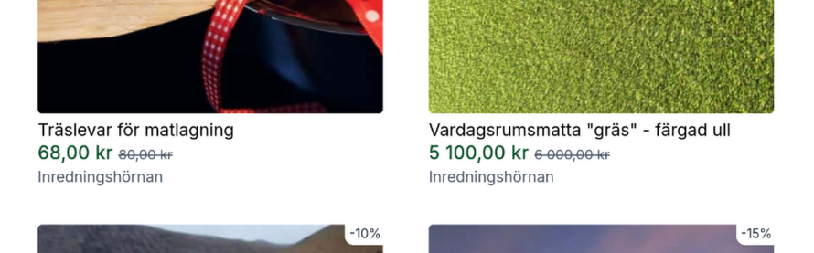 Två produkter med 15% rabatt