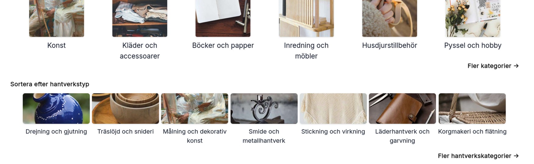 Några av de nya hantverkskategorierna