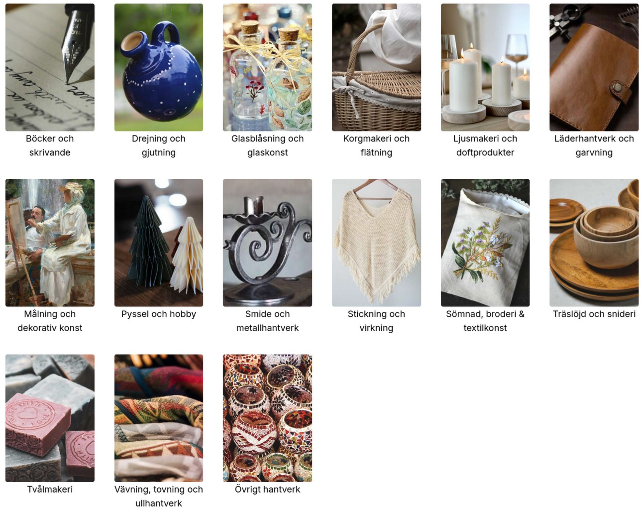 Alla nya hantverkskategorier