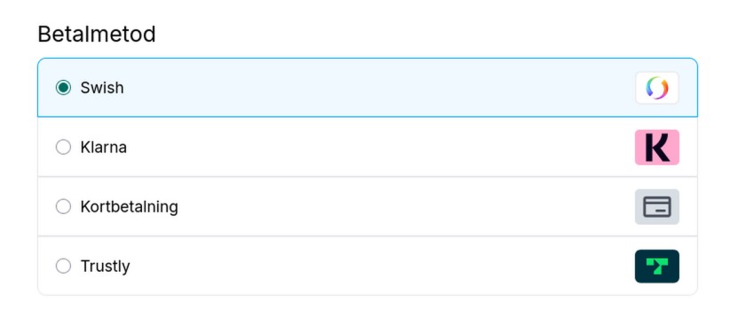 Betalmetoder i kassan