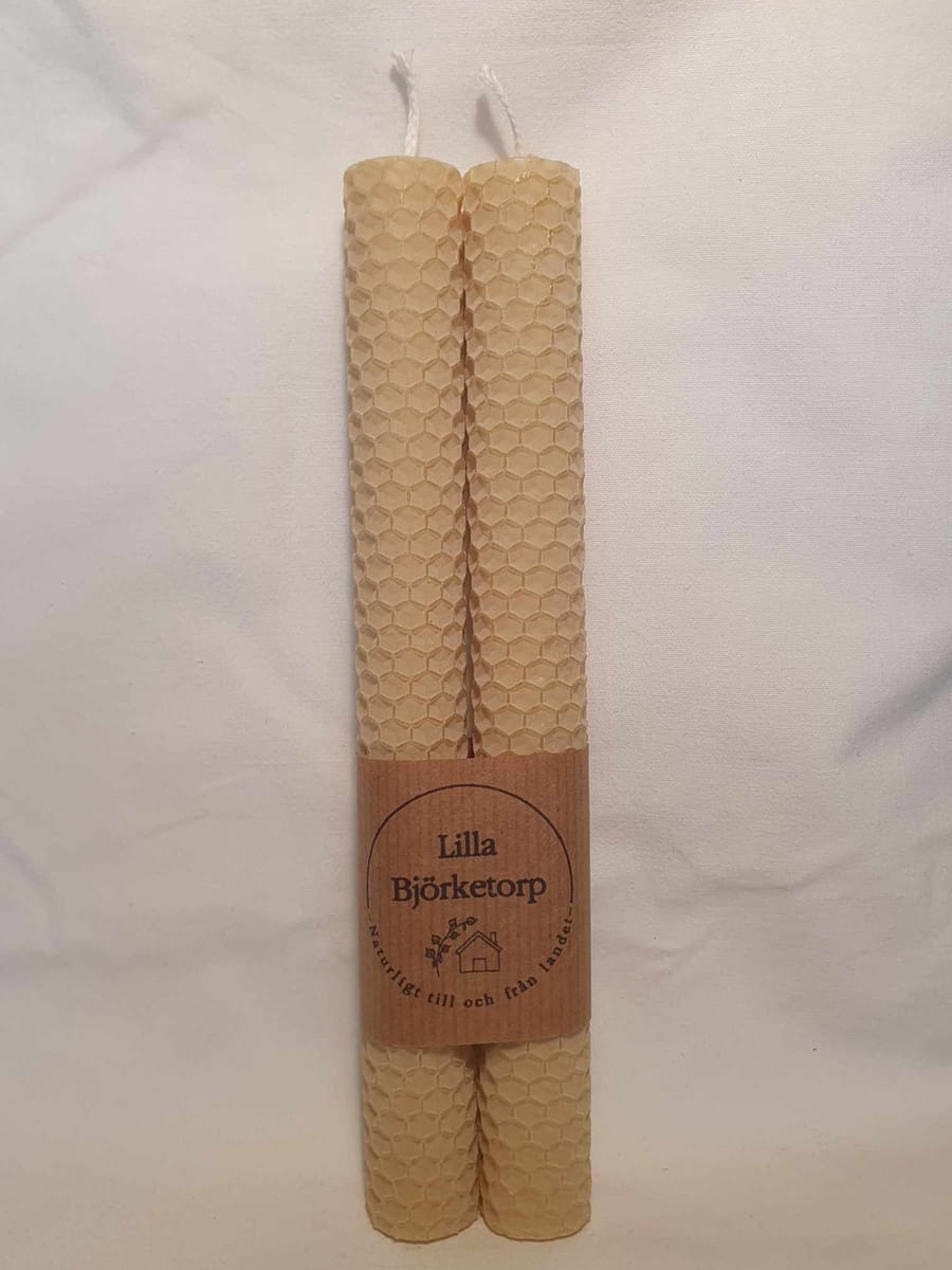 Handgjorda Bivaxljus - Rullade 20 cm, tvåpack