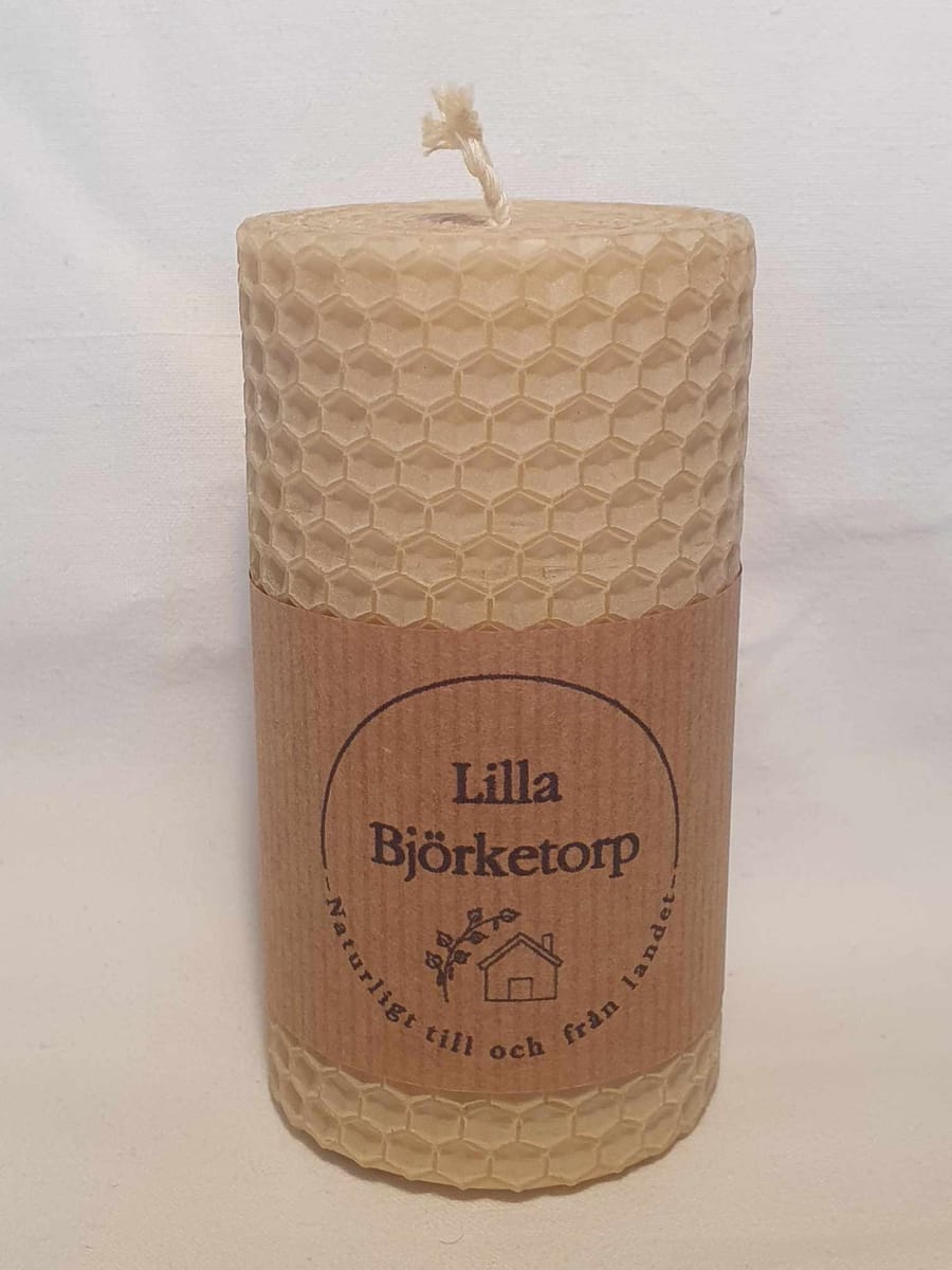 Handgjort Bivaxljus - Rullat blockljus 10 cm