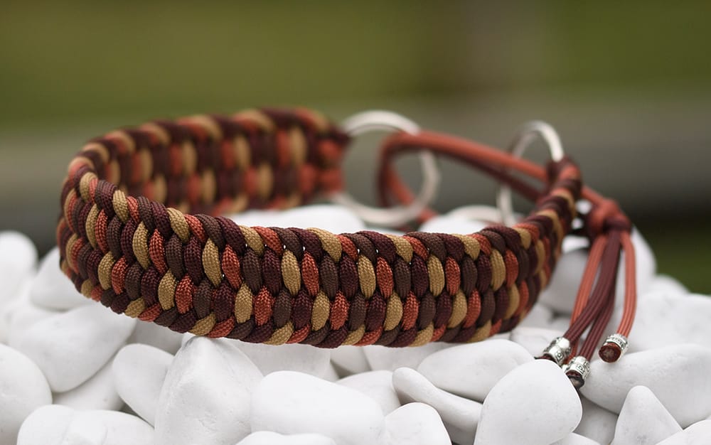 Halsband 46 cm i Taupe, Gold Brown, Crimson & Caramel