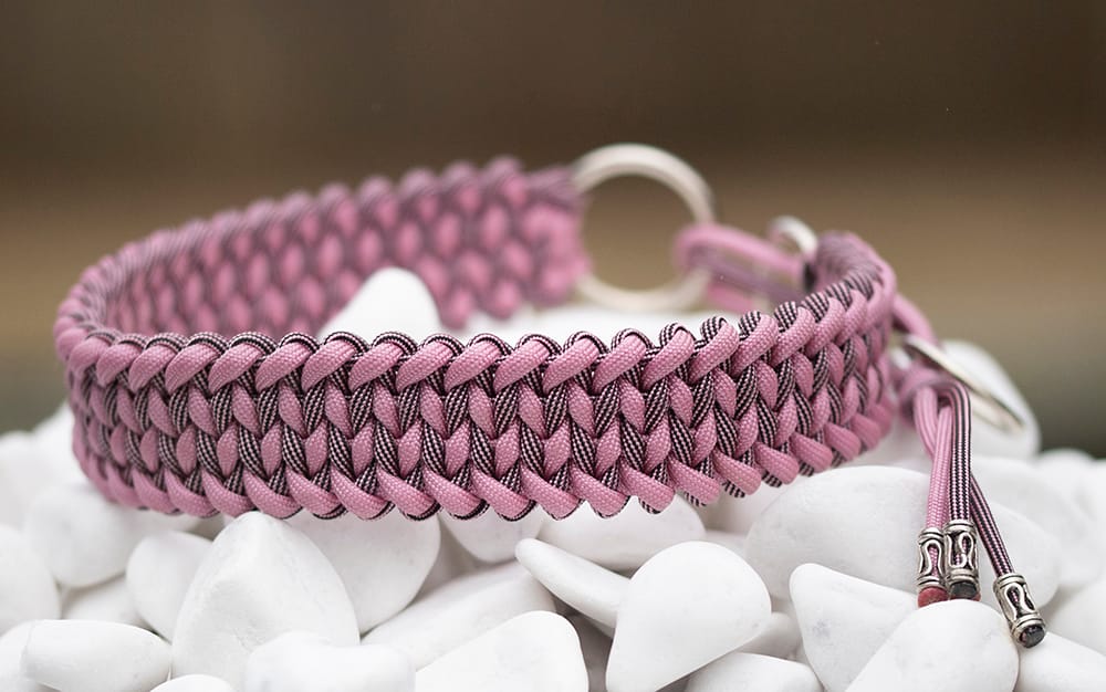 Halsband 46 cm i Lavender Pink & Rose Pink & Black Stripes