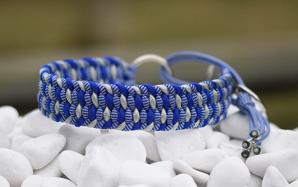 Halsband 43 cm i Electric Blue & Silver Grey Shockwave, Electric Blue, Sparkling Silver