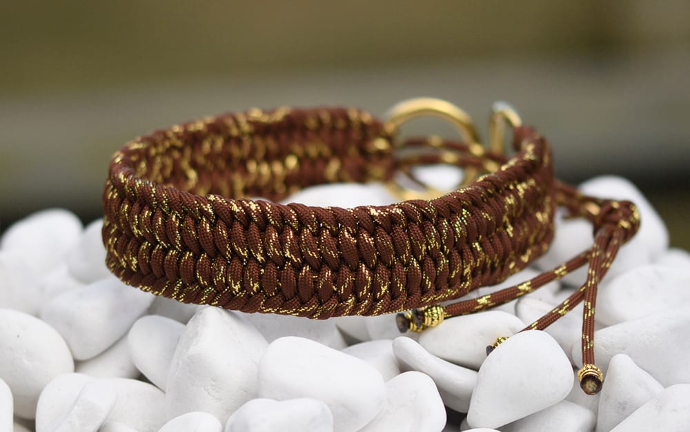 Halsband 43 cm i Chocolate Brown & Gold Glitter