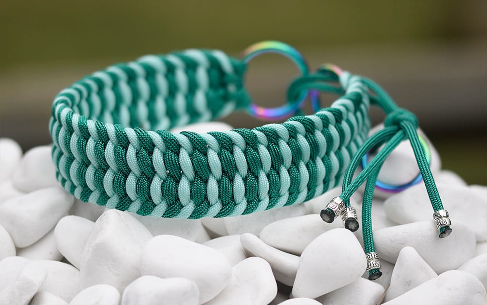 Halsband 42 cm i Sea Green & Black Fusion, Mojito Mint