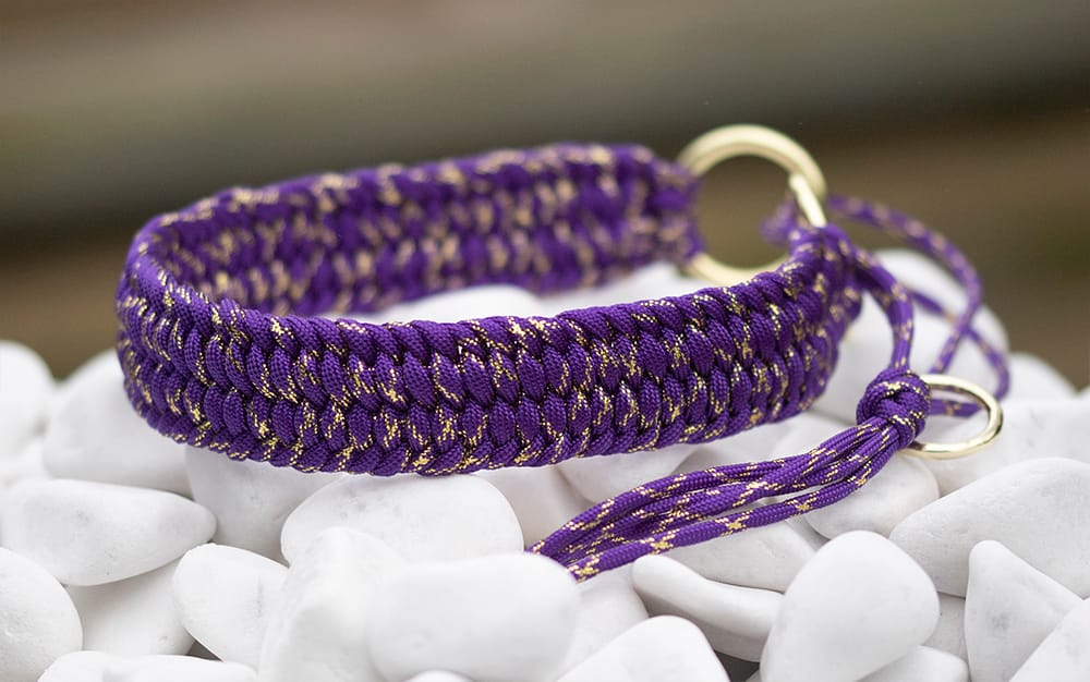 Halsband 39 cm i Acid Purple & Gold Glitter