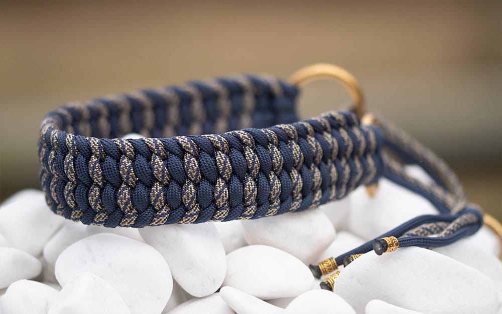 Halsband 37 cm i Marine Blue, Marine Blue & Gold Helix