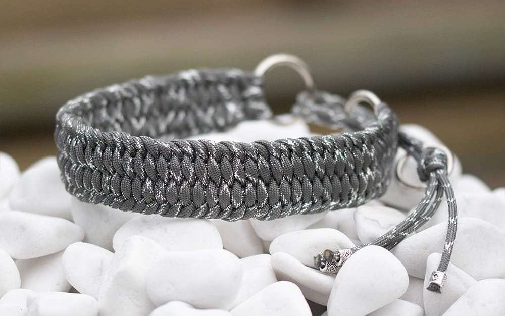 Halsband 37 cm i Charcoal Grey & Silver Glitter