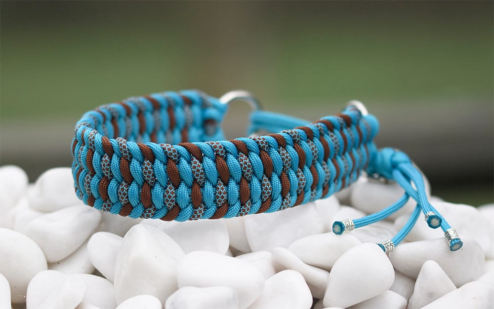 Halsband 37 cm i Cerulean Blue, Neon Turquoise & Chocolate Brown Diamonds, Chocolate Brown