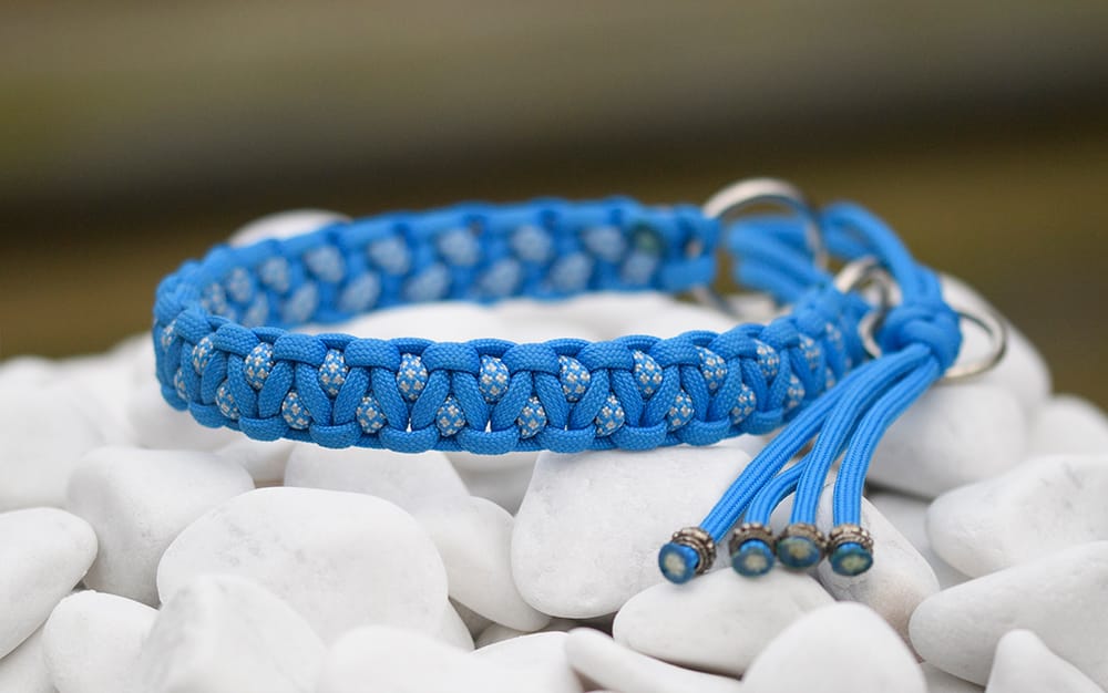 Halsband 32 cm i Colonial Blue, Colonial Blue & Silver Grey Diamonds