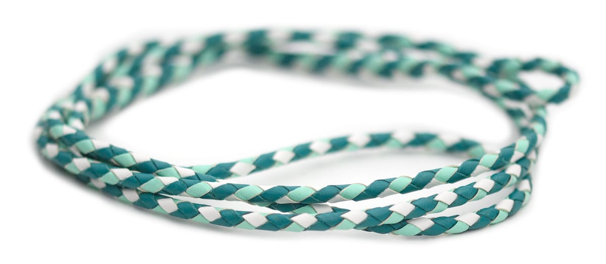 Utställningskoppel känguruläder i turquoise, white & mint