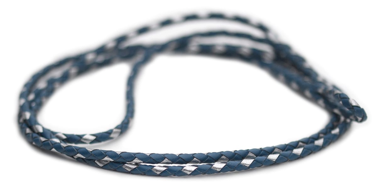 Utställningskoppel känguruläder i royal blue & silver