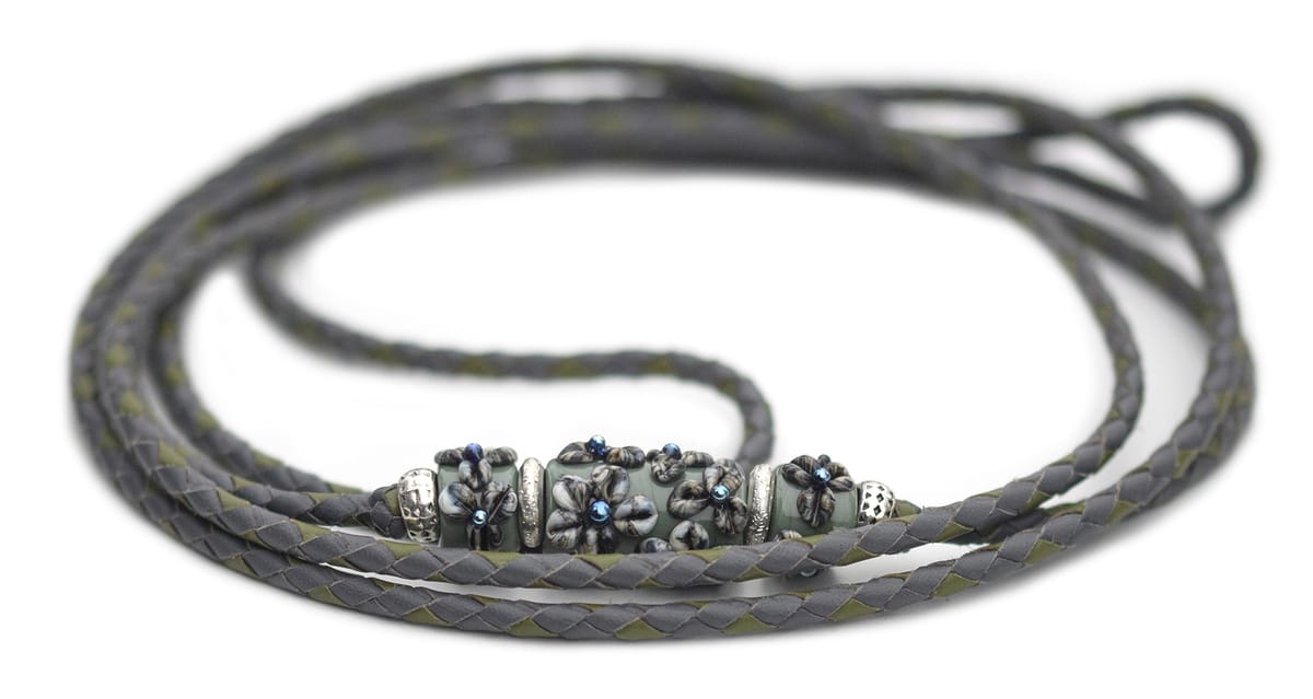 Utställningskoppel känguruläder i grey & olive