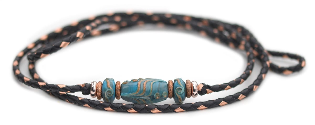 Utställningskoppel känguruläder i black & copper