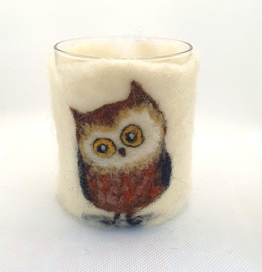 Ljuslykta i glas och ull - Uggla