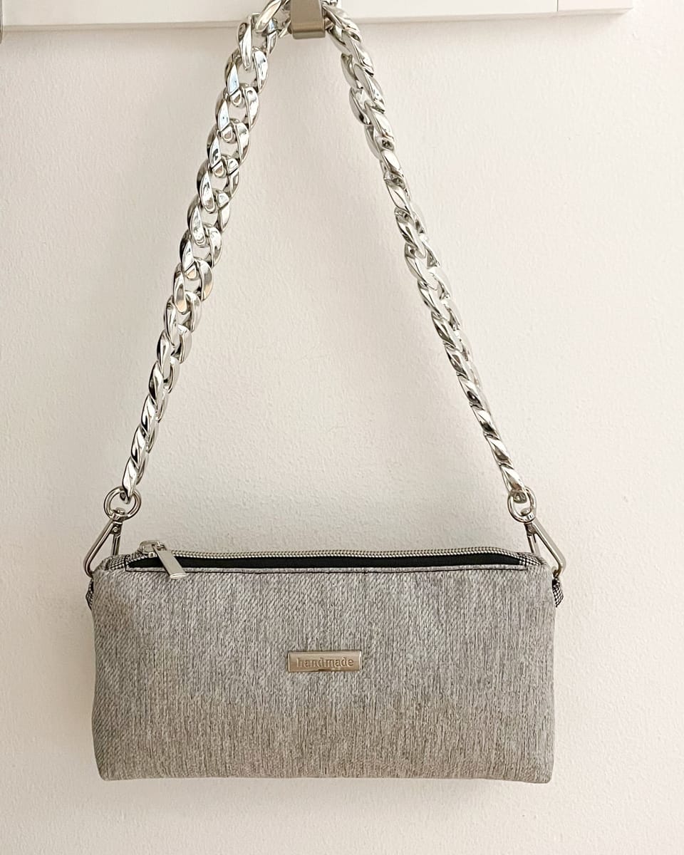 Silvergrå Harlequin, liten handväska/clutch