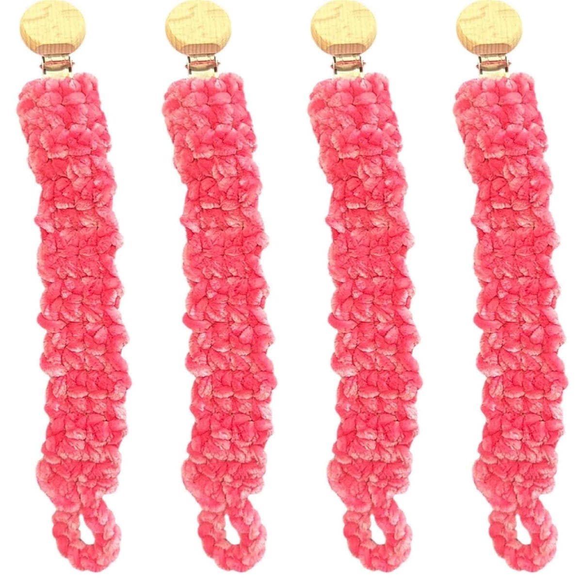 Handvirkad napphållare – Mjuk rosa velourgarn