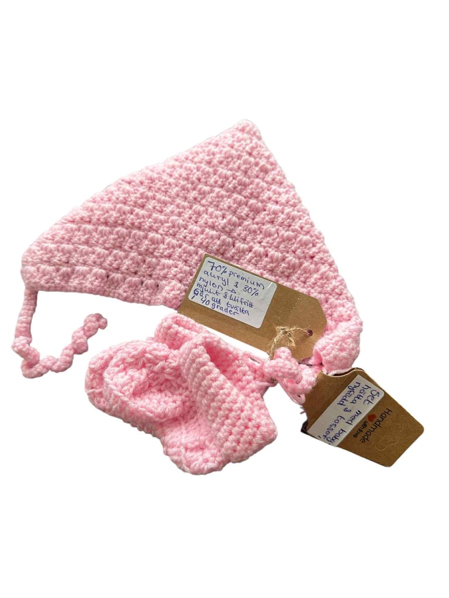 Virkat Babyset – Mössa & Tossor