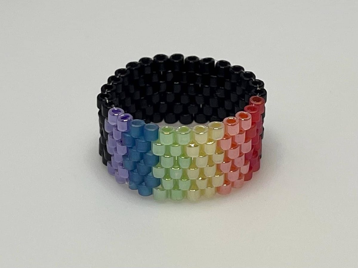 Pride ring LGBTQIA+ Beaded Handmade Ring, Ring Seed Bead, Peyote Seed Bead Ring, Woven Beaded Rings, Beaded Miyuki Ring