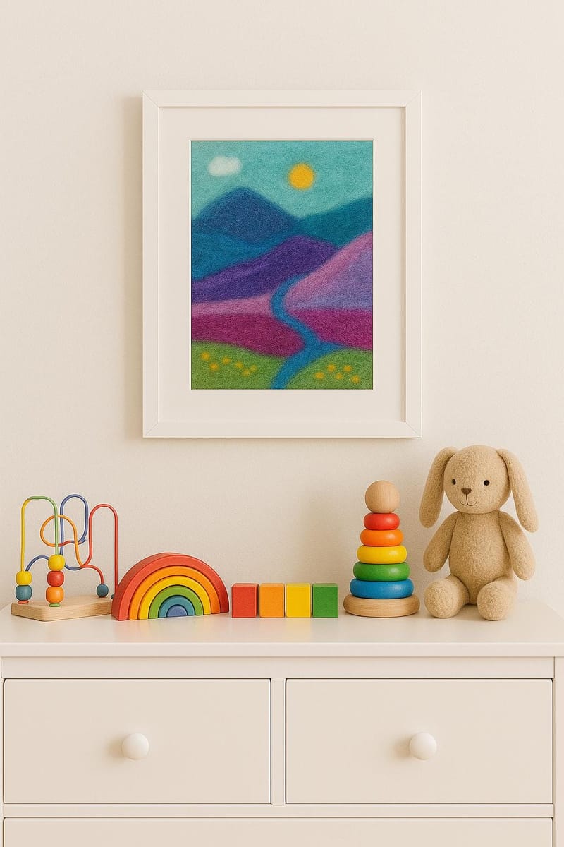 Landscape Felted Art | Unique Wall Decor, Heartwarming Gift & Creative Kid’s Decoration, Felt Tapestry for Nursery