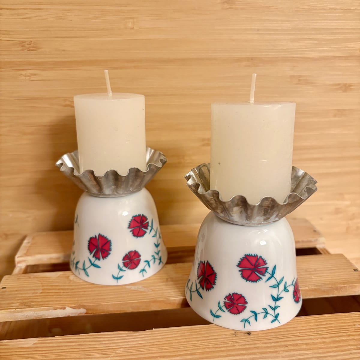 Ljusstake - blomranka