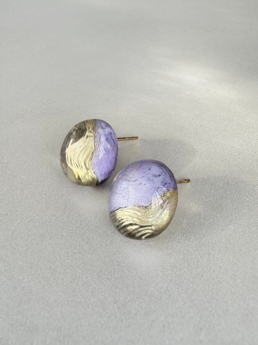 Light purple stud earrings with hypoallergenic steel posts