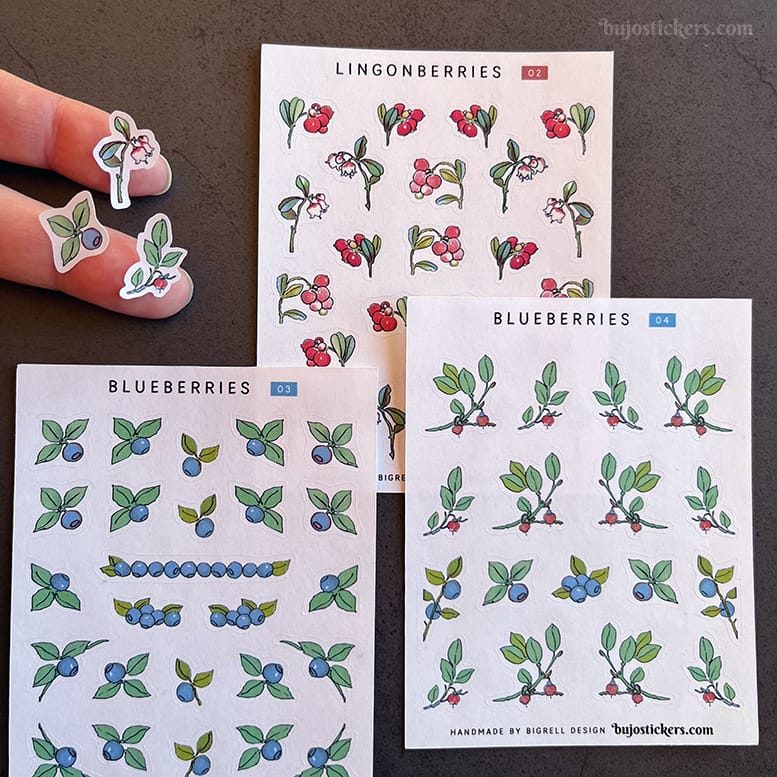 Stickers – Lingon och blåbär (små)