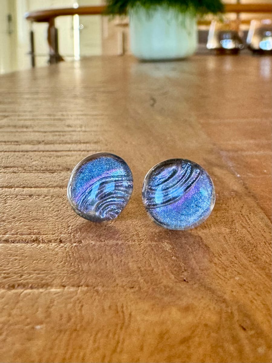 Silver grey stud earrings (11 mm) - stainless steel posts