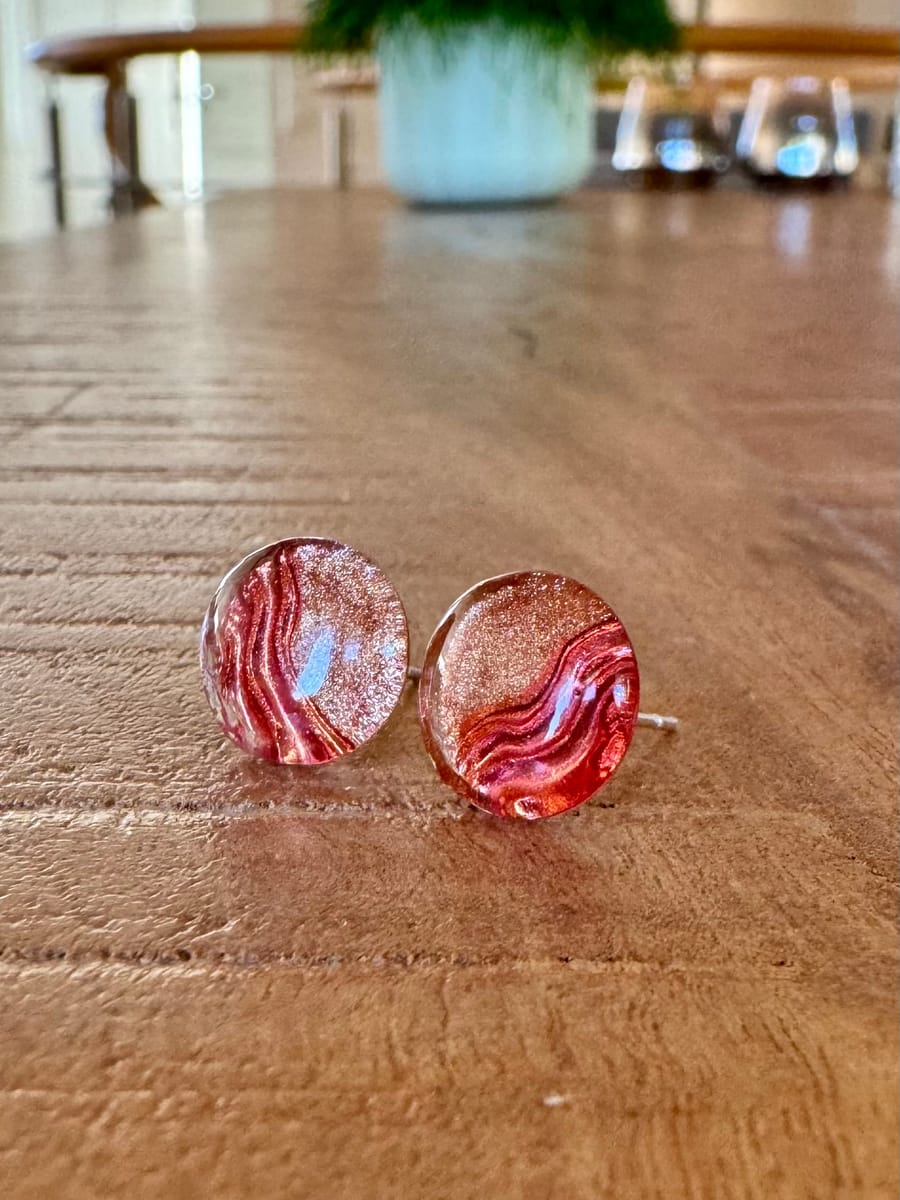 Shimering bronze stud earrings (11 mm) - stainless steel posts