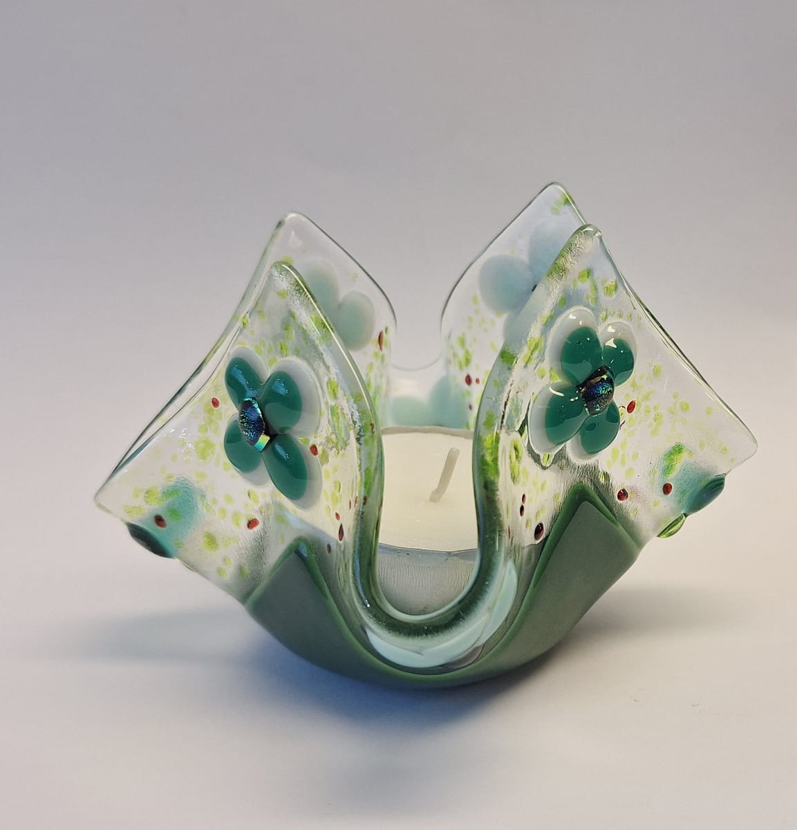 Glaslykta för Värmeljus-Grön