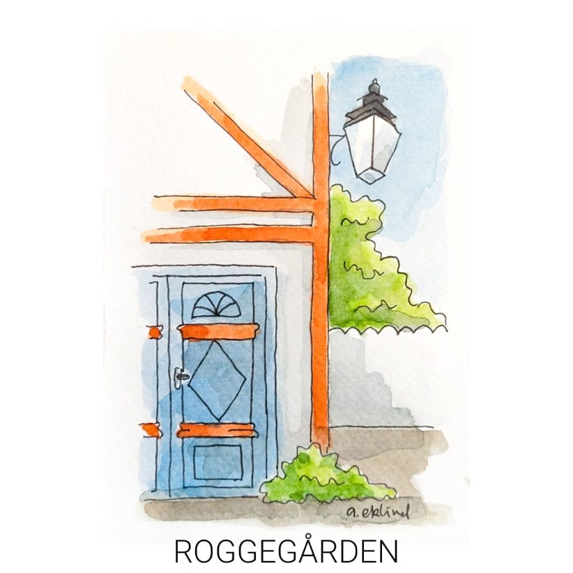 Akvarellmålning "Roggegården"