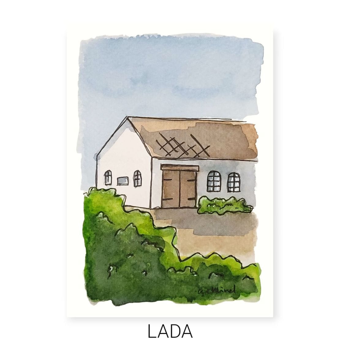 Akvarellmålning "Lada"