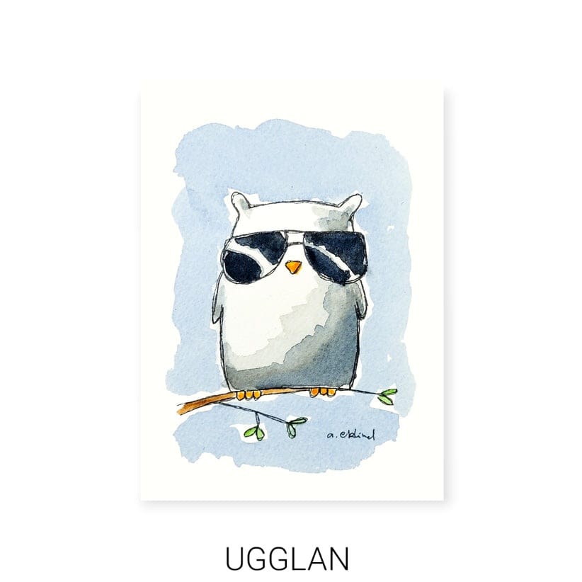 Akvarellmålning "Uggla"