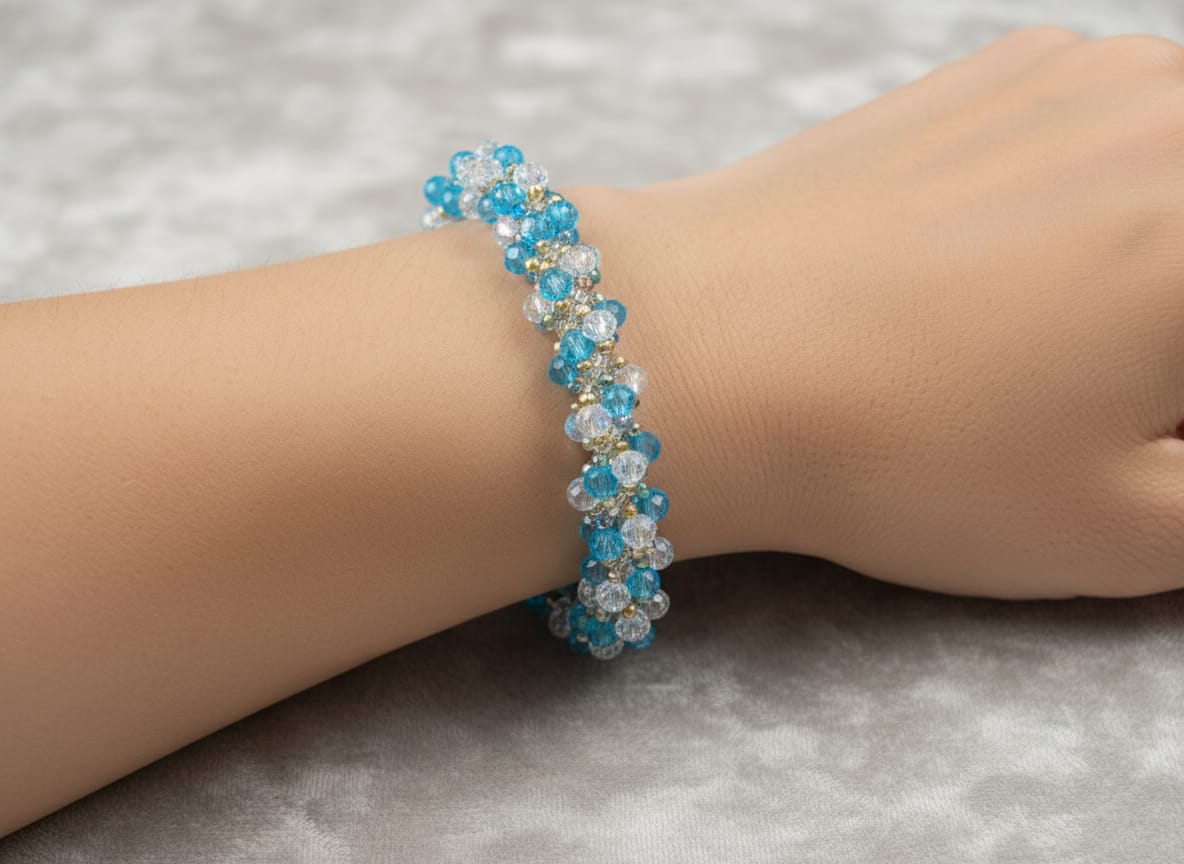 Kristallarmband - Blå och Klar