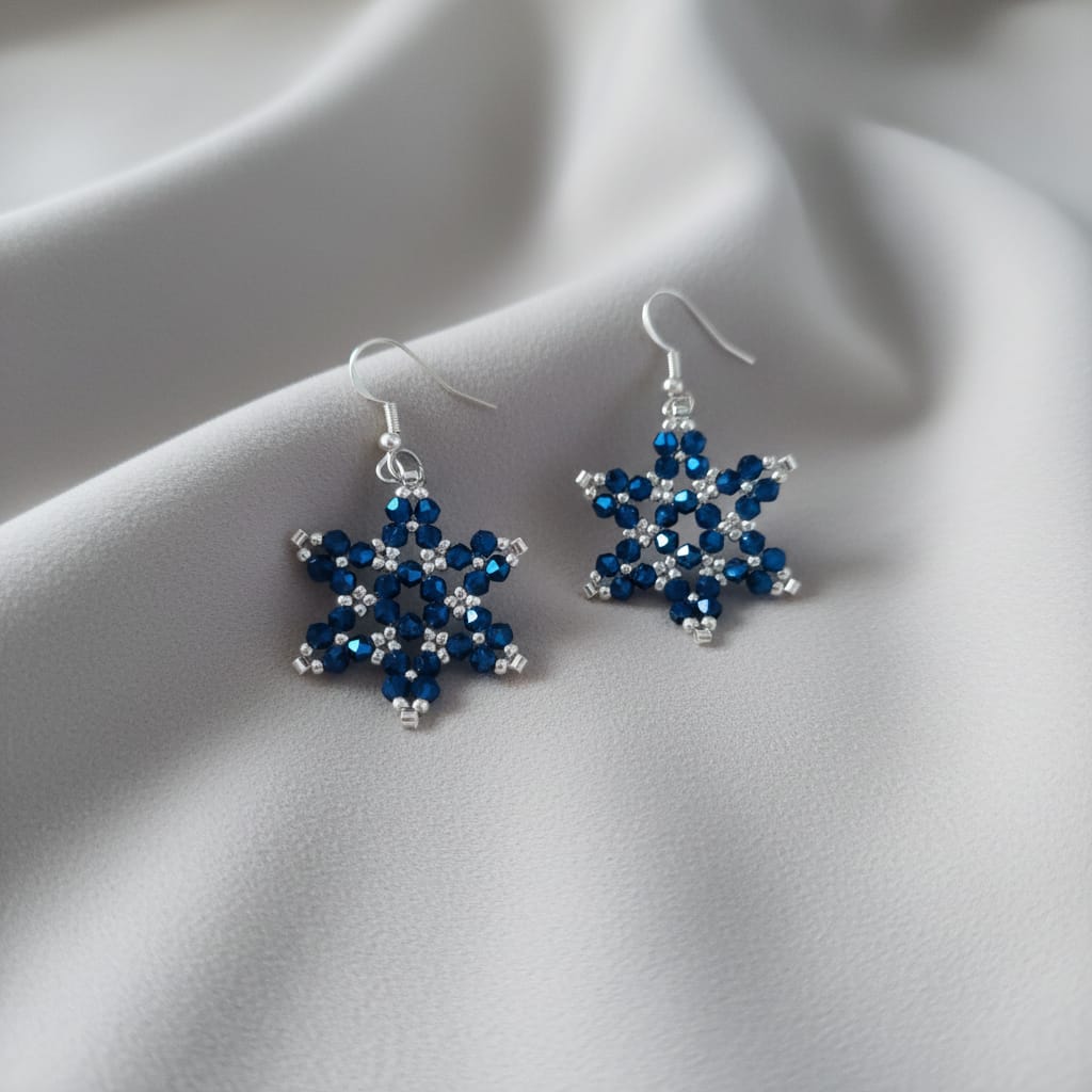 Snöflingsörhängen - Handgjorda pärlörhängen