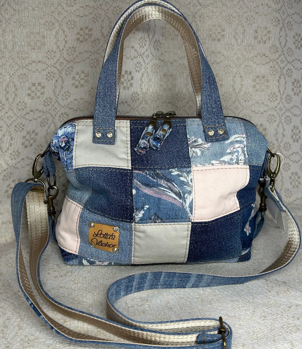 Jeansväska i lappteknik