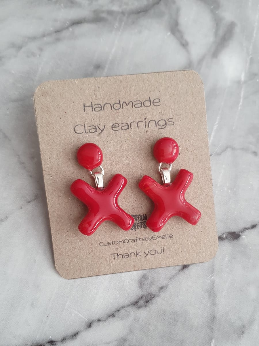 Handgjorda örhängen i polymerlera, Röda Xs