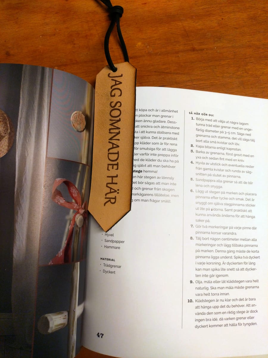 Personlig bokmärke i läder