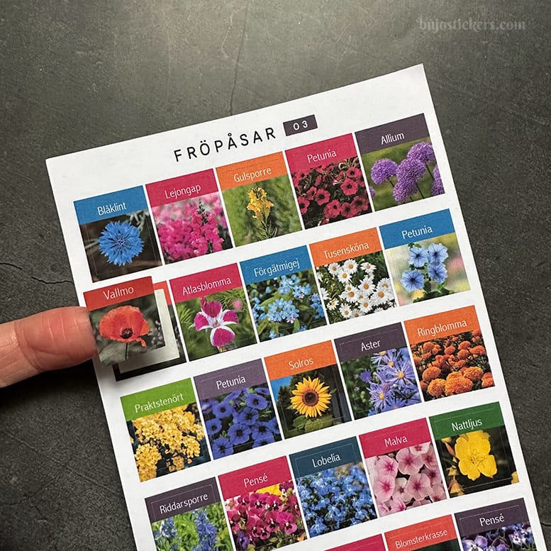 Stickers – Fröpåsar: blommor