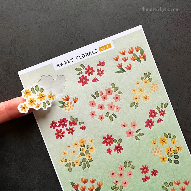 Stickers – Små blommor i rött, orange och gult