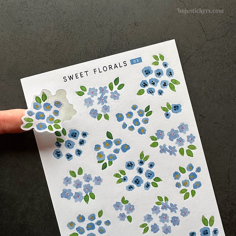 Stickers – Små blommor i blått