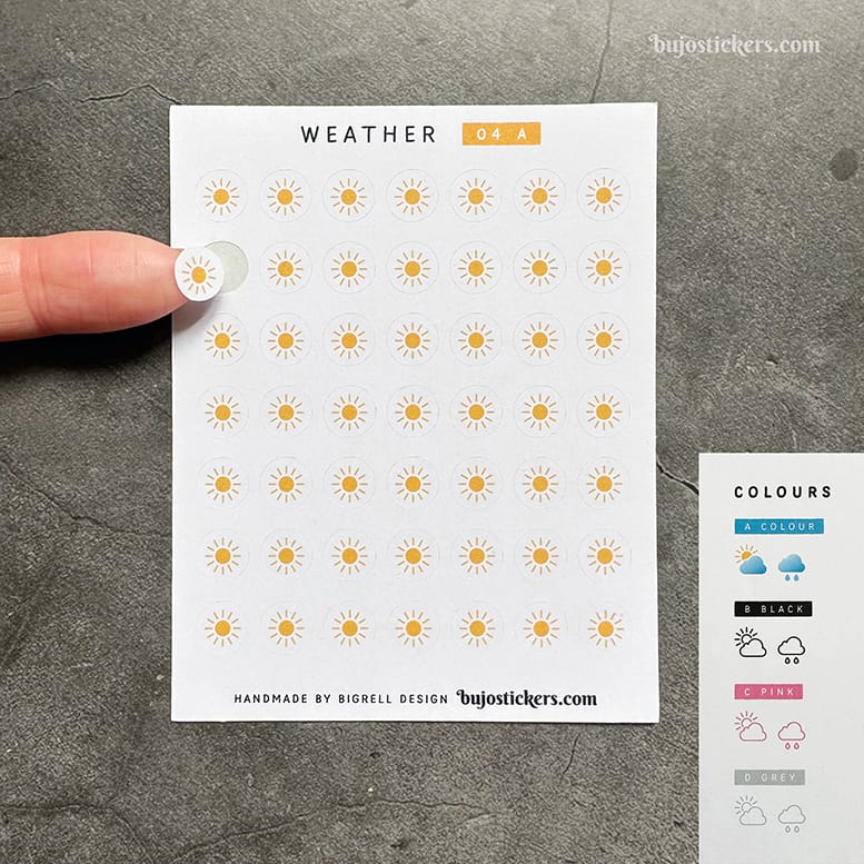 Stickers – Vädersymboler Sol – fyra färger