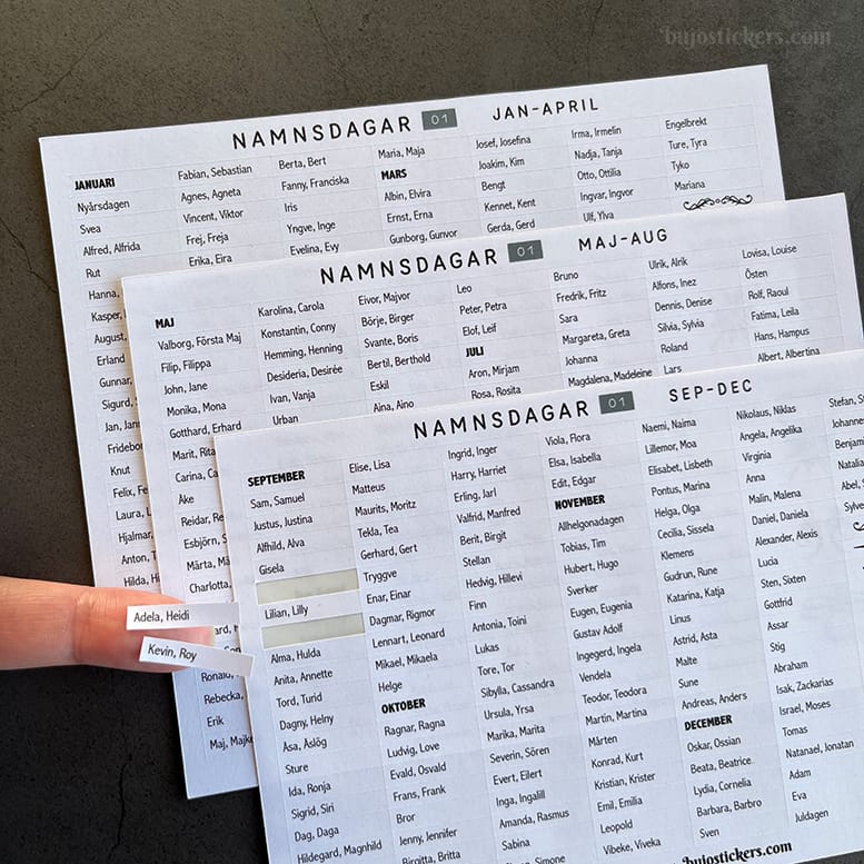 Stickers – Namnsdagar