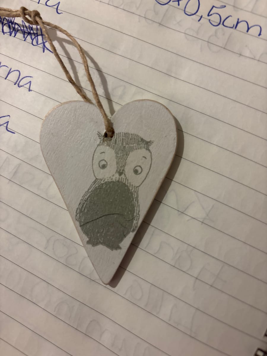 Handgjort hjärta till barnrum – söt uggla 🦉