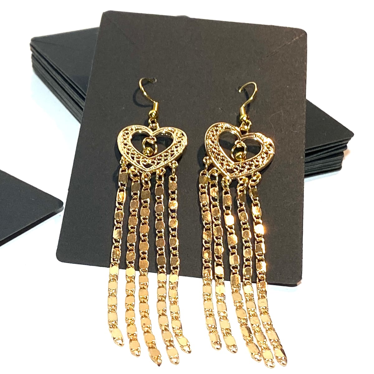 Örhängen guld hjärta och länk-kedjor