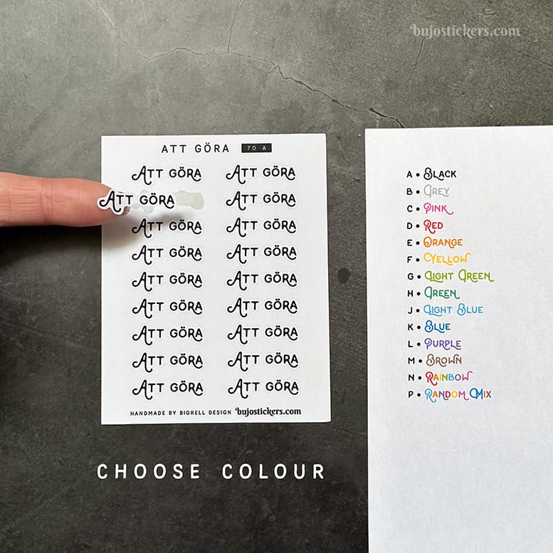 Stickers – Att göra. Rubriker för listor. Välj färg!