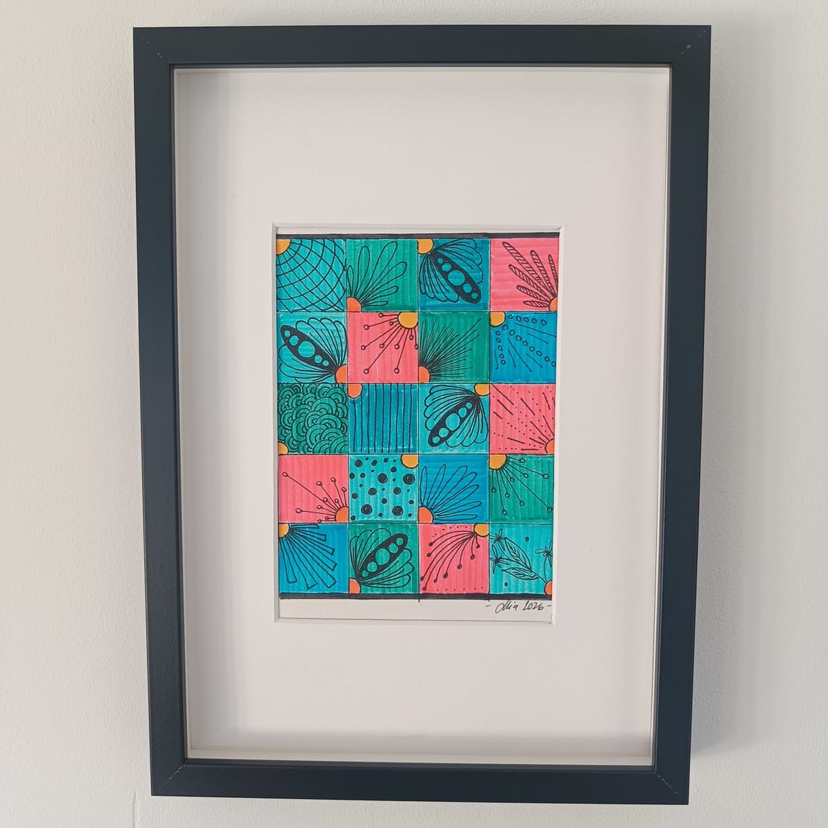 Cool Fineliner Art i Svart Ram - Color Splash