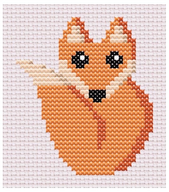 Mysig räv – broderimönster korsstygn